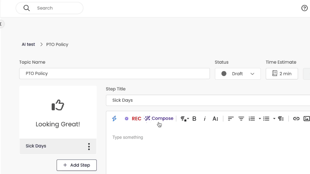 Trainual AI-powered search assistant answering employee questions in real time